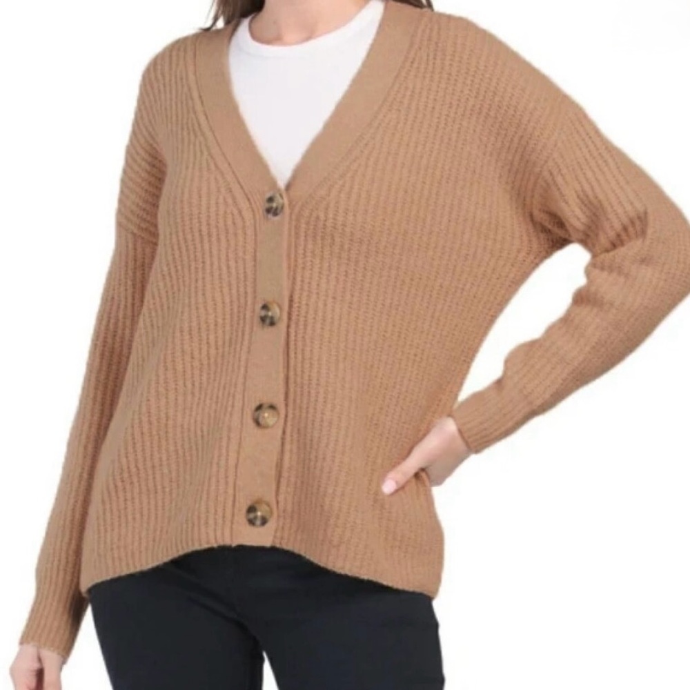 Cupcakes & Cashmere | Tan Button-Front Cardigan | Size 1X